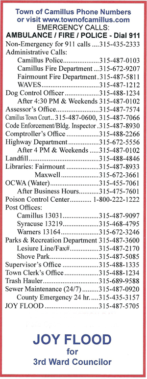 town of camillus ny phone numbers